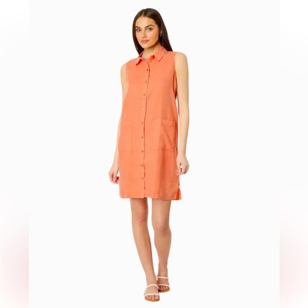 NWT EILEEN FISHER Garment-Dyed Organic Linen Classic Collar
Dress